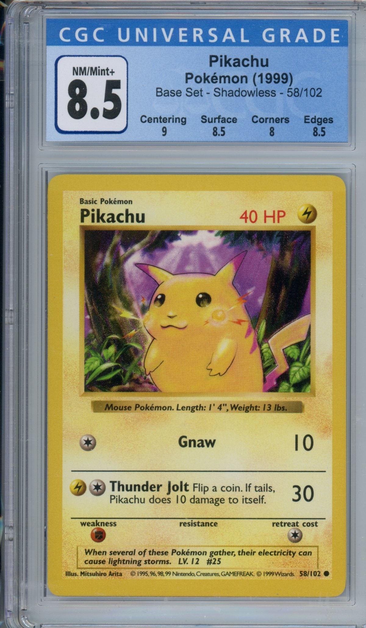 CGC 8.5 shadowless base set pikachu | Tacoma Games