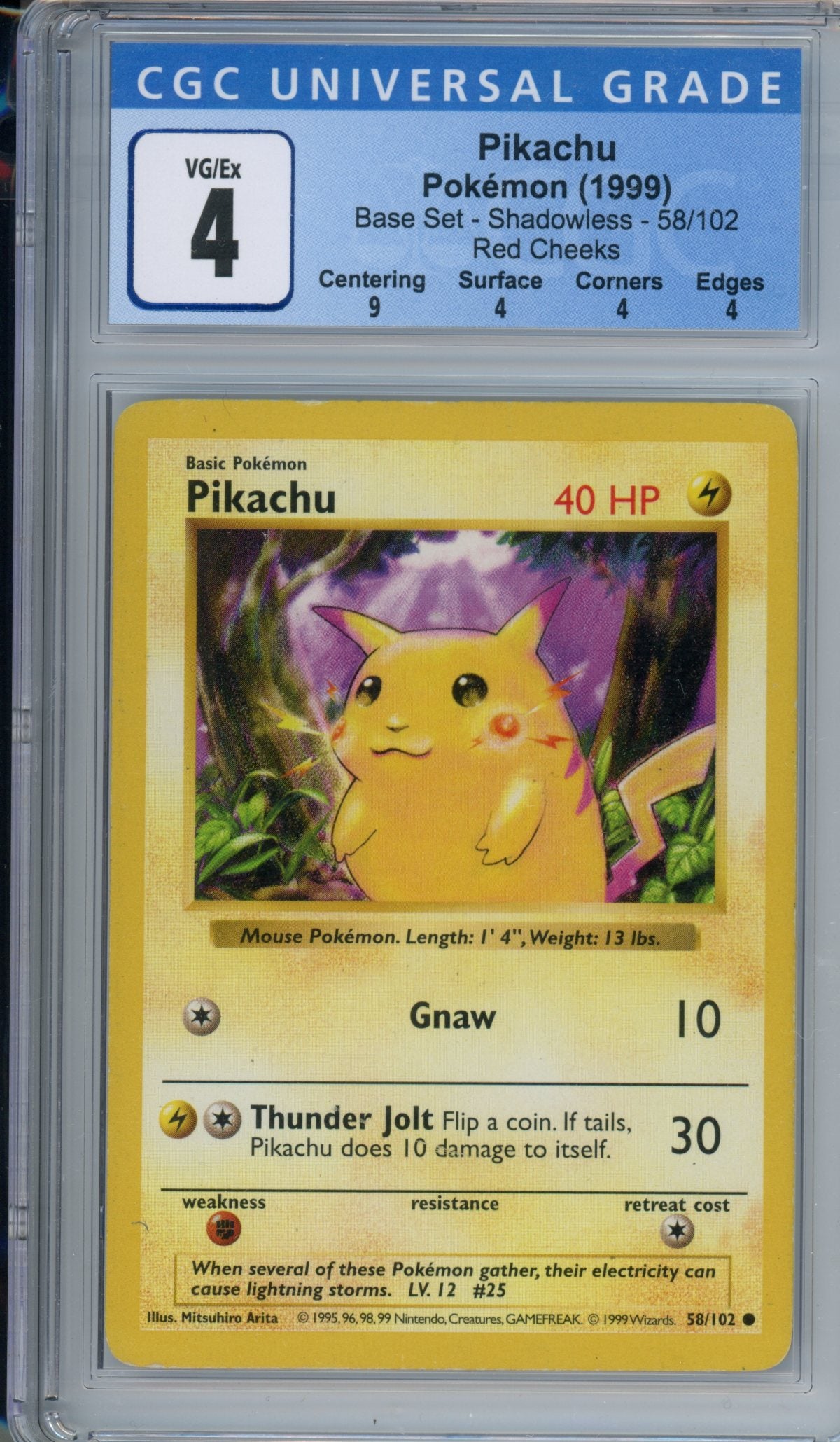 CGC 4 shadowless base set red cheeks pikachu | Tacoma Games