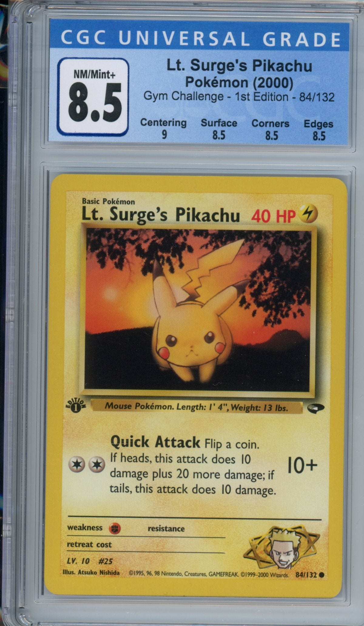CGC 8.5 1st edition Lt. surge's pikachu | Tacoma Games