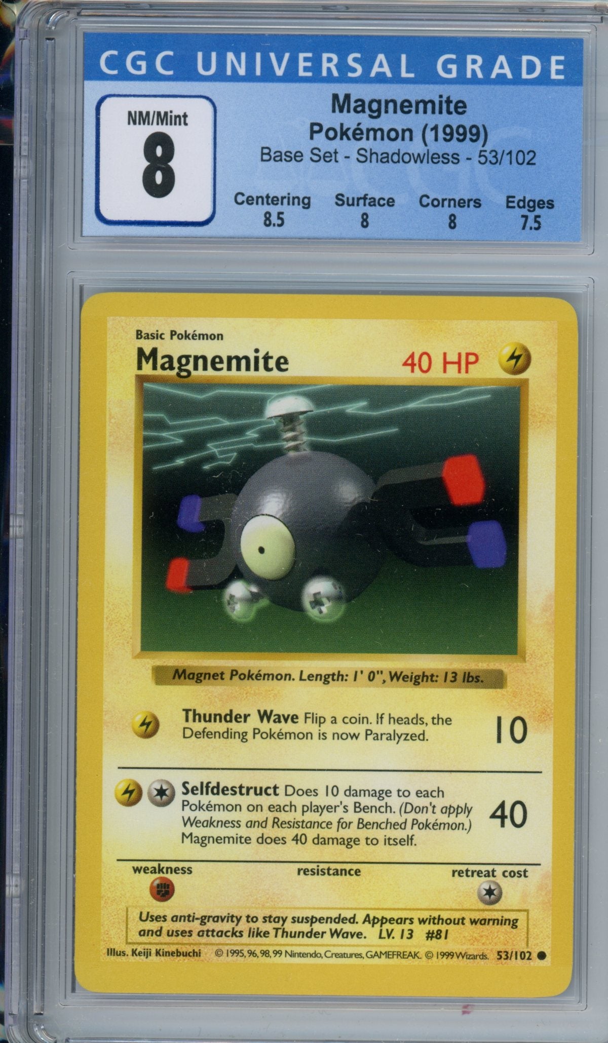 CGC 8 shadowless base set magnemite | Tacoma Games