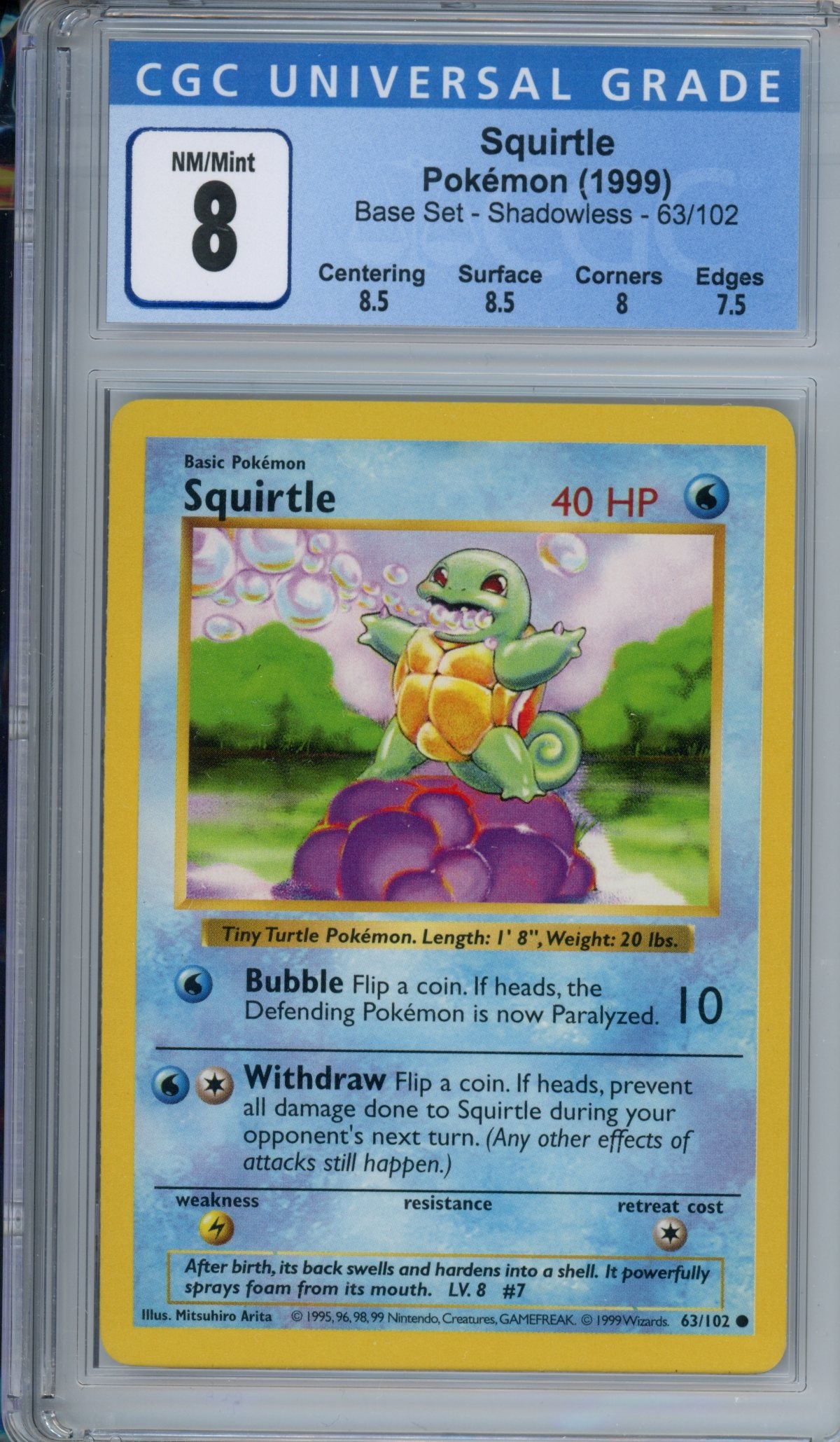 CGC 8 shadowless base set squirtle | Tacoma Games