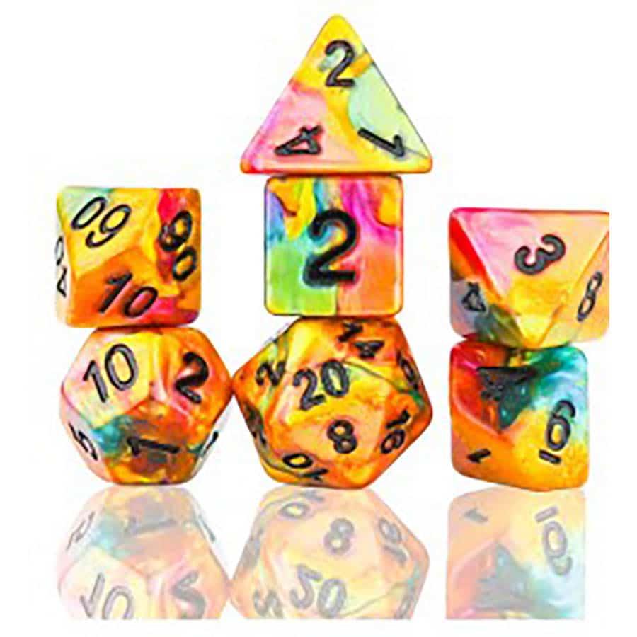 7CT POLY DICE SET: RAINBOW GOLD | Tacoma Games
