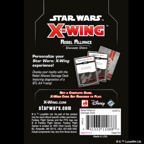 Star Wars X-Wing 2nd Ed: Rebel Alliance Damage Deck | Tacoma Games